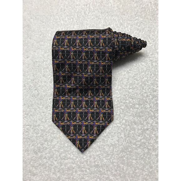 RM Style Ralph Marlin Da Vinci Repeat Novelty Necktie Tie 100% Silk - Picture 1 of 8